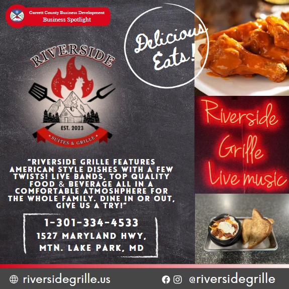 Business Spotlight
Riverside Grille
“Riverside Grille features American style dishes with a few twists! Live bands, top quality food & beverage all in a comfortable atmoshphere for the whole family. Dine in or out, give us a try!”